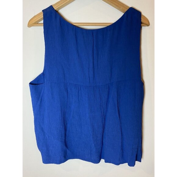 NWT Everlane Naia Ripple Tank Top Shirt Deep Blue Large L New - Picture 4 of 5